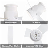 MLiAN 44" LED Flush Mounted Ceiling Fan with Remote ，3 Reversible Plywood Blades - 44