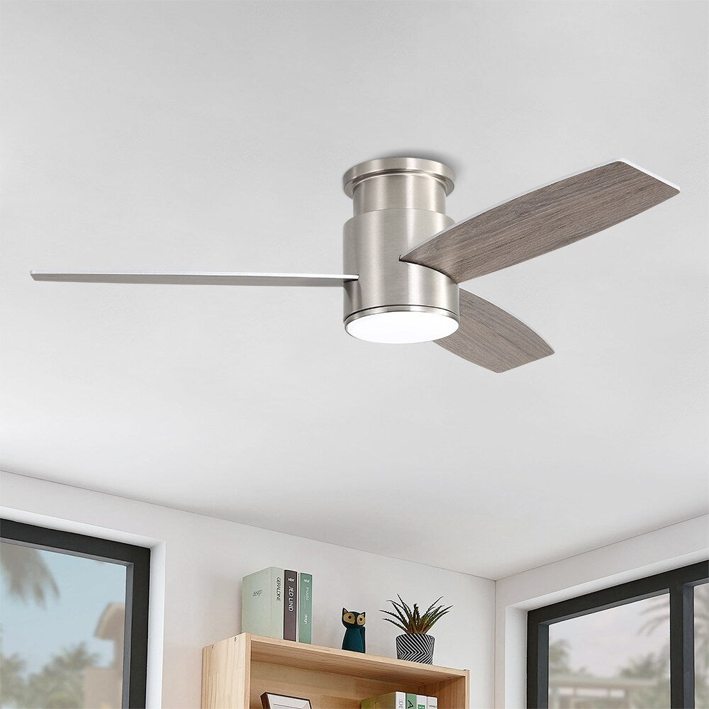 MLiAN 44" LED Flush Mounted Ceiling Fan with Remote ，3 Reversible Plywood Blades - 44