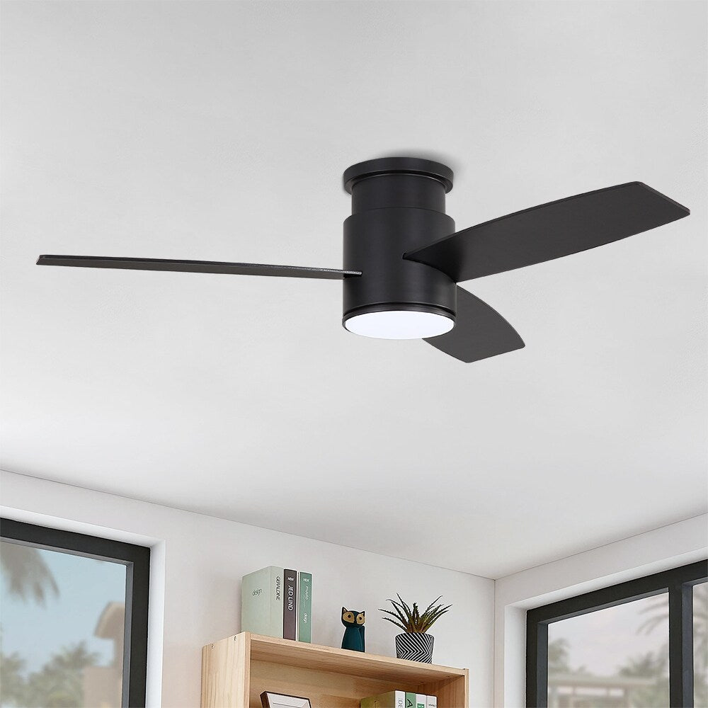 MLiAN 44" LED Flush Mounted Ceiling Fan with Remote ，3 Reversible Plywood Blades - 44