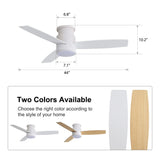 MLiAN 44" LED Flush Mounted Ceiling Fan with Remote ，3 Reversible Plywood Blades - 44