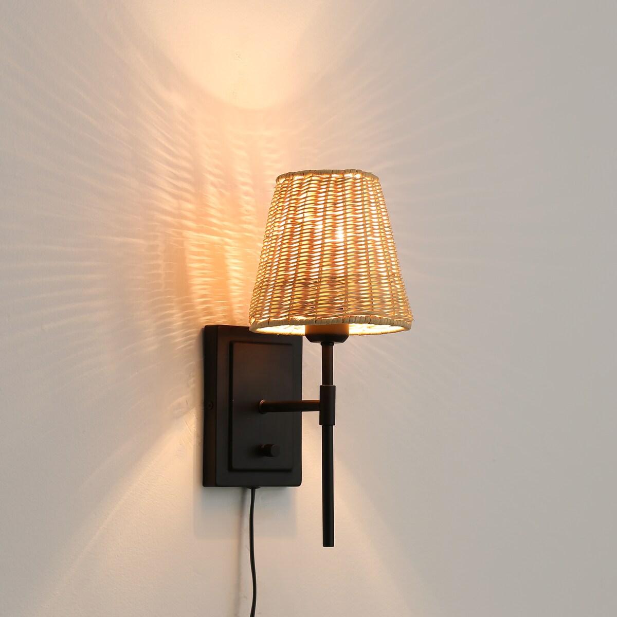 MLiAN Wall Sconce Rattan Wrapped Wall Lamp, Set of 2
