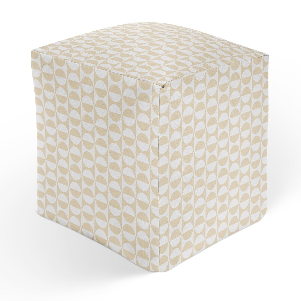 MOD SQUAD OATMEAL AND WHITE Square Pouf By Kavka Designs