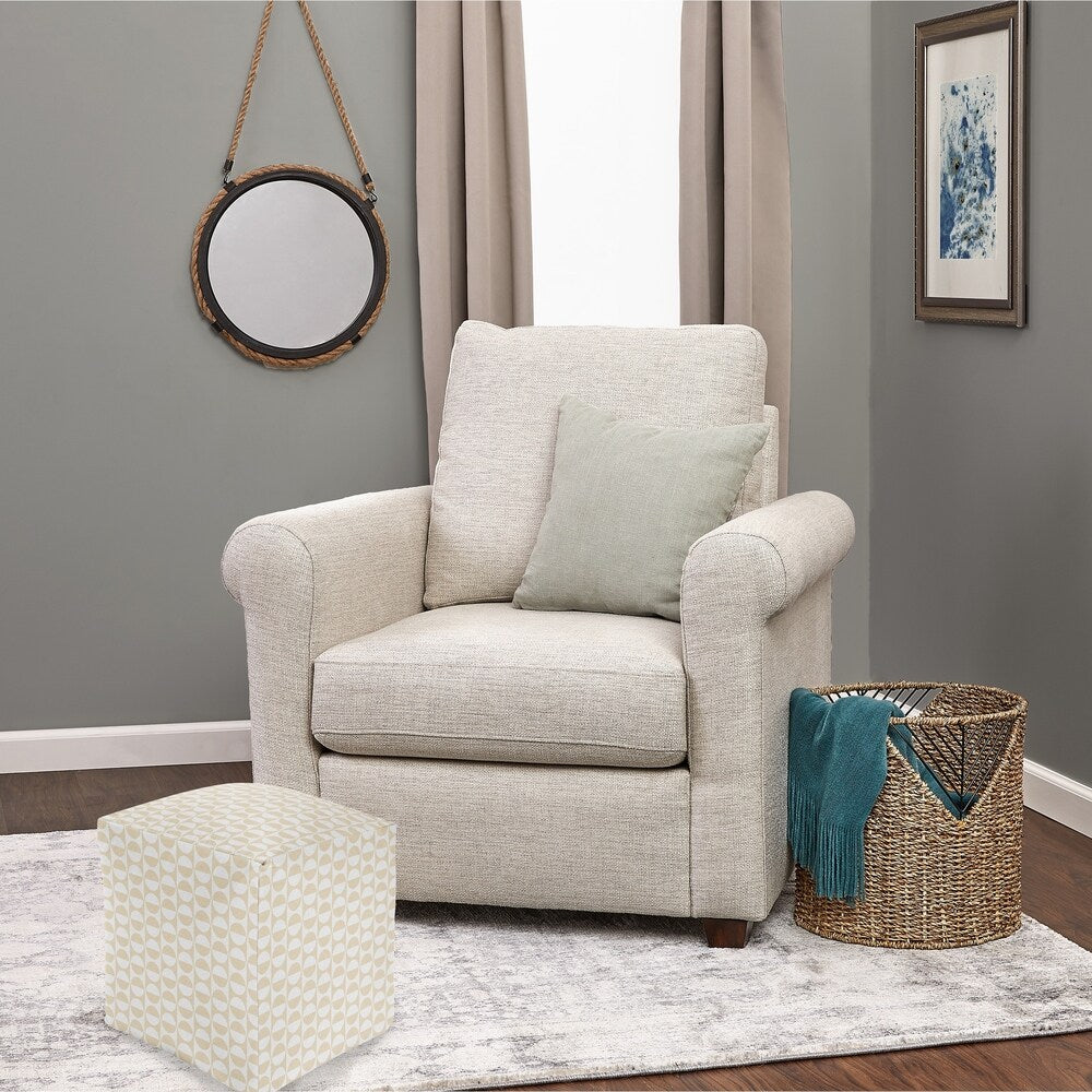 MOD SQUAD OATMEAL AND WHITE Square Pouf By Kavka Designs