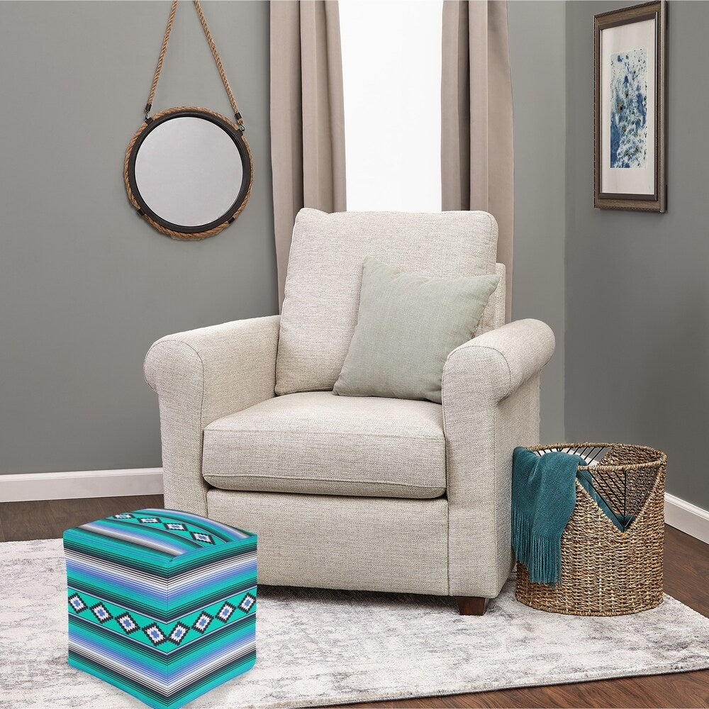 MODERN SERAPE TEAL Square Pouf By Kavka Designs