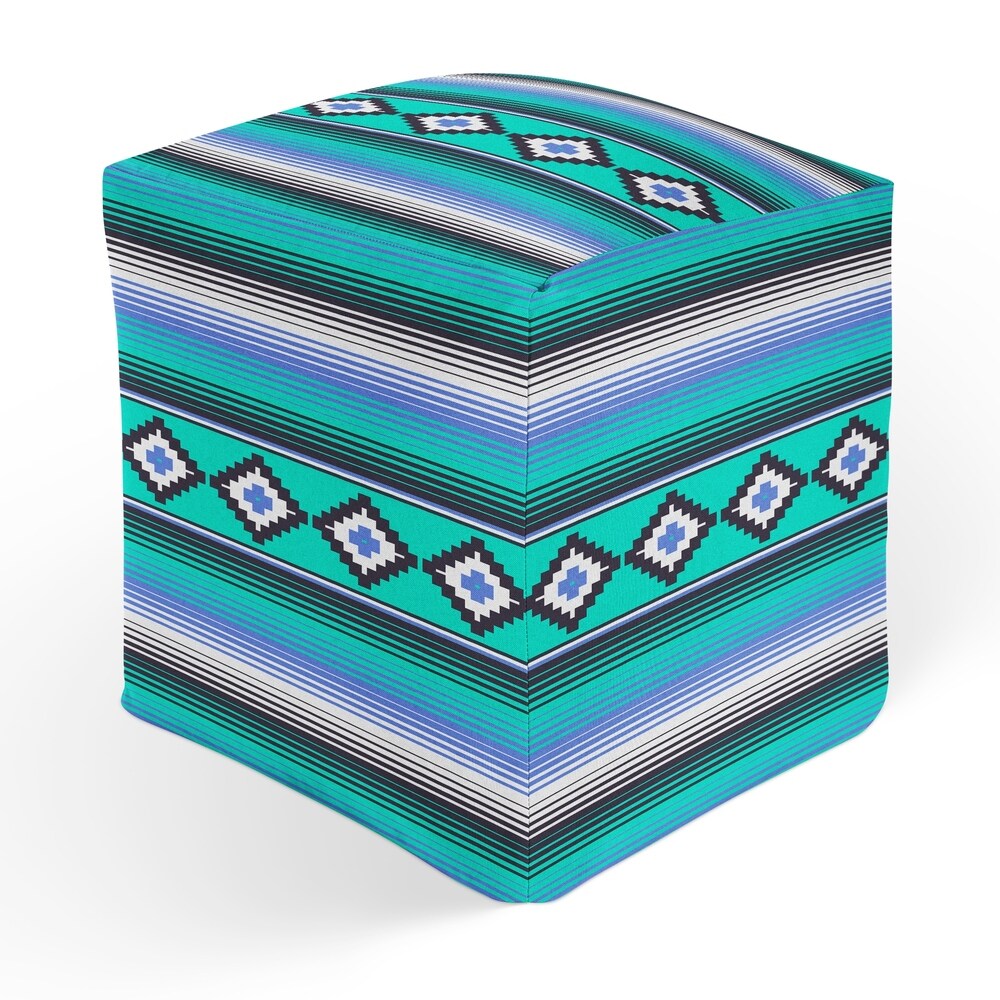 MODERN SERAPE TEAL Square Pouf By Kavka Designs