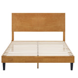 MUSEHOMEINC Mid Century Modern Solid Wood Platform Bed,Bed Frame with Adjustable Height Headboard,No Box Spring Needed