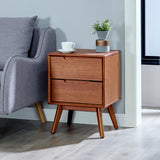 MUSEHOMEINC Mid Century Solid Wood Walnut Nightstands with 2 Drawers ,Stylish Nightstand for Bedroom