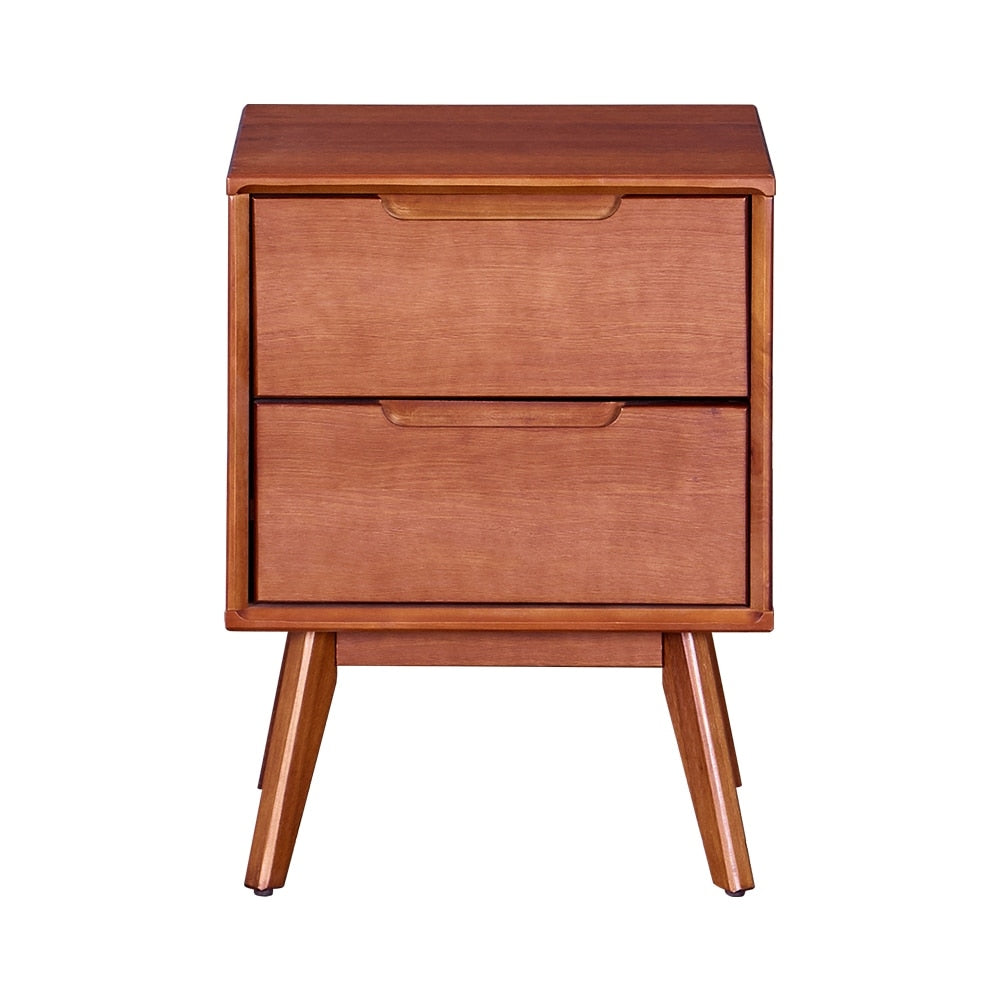 MUSEHOMEINC Mid Century Solid Wood Walnut Nightstands with 2 Drawers ,Stylish Nightstand for Bedroom