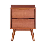 MUSEHOMEINC Mid Century Solid Wood Walnut Nightstands with 2 Drawers ,Stylish Nightstand for Bedroom