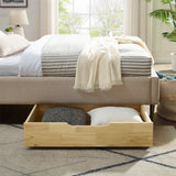 MUSEHOMEINC Solid Wood Under Bed Storage Drawer with 4-Wheels for Bedroom,Suggested for Queen&King Size Platform Bed,Natural