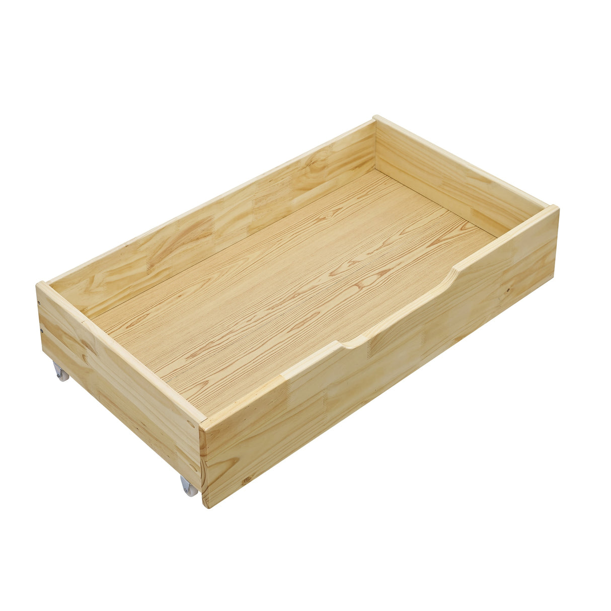 MUSEHOMEINC Solid Wood Under Bed Storage Drawer with 4-Wheels for Bedroom,Suggested for Queen&King Size Platform Bed,Natural