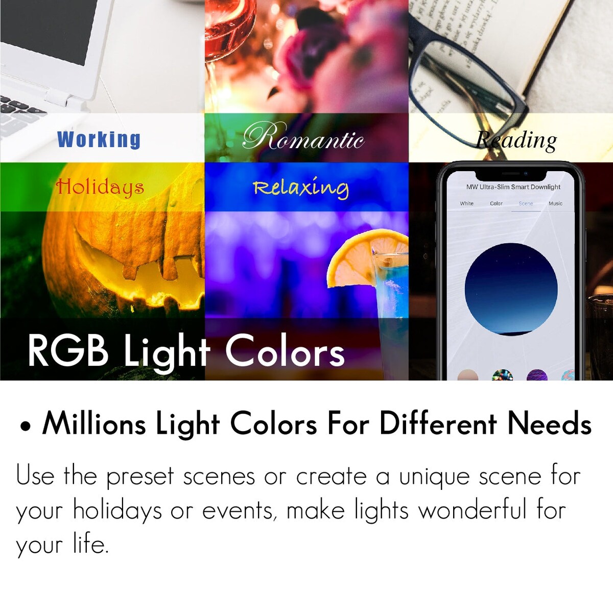 MW Lighting BR30 LED RGBW Smart WIFI Bulb, 800 Lumens, E26 Screw Base - white
