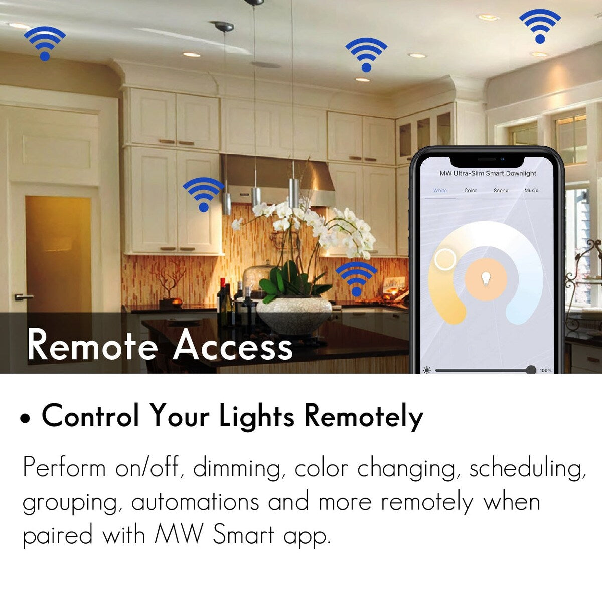 MW Lighting BR30 LED RGBW Smart WIFI Bulb, 800 Lumens, E26 Screw Base - white