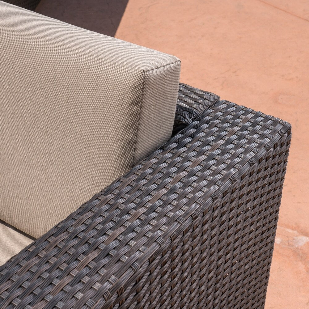 Maaroaro Outdoor 5 Piece Wicker Swivel Club Chair and Fire Pit Set by Christopher Knight Home