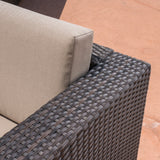 Maaroaro Outdoor 5 Piece Wicker Swivel Club Chair and Fire Pit Set by Christopher Knight Home