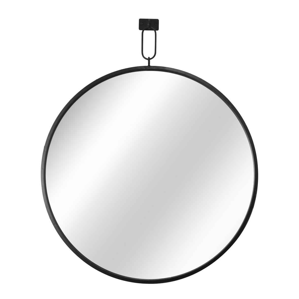 MacLuu Black Round Metal Mirror for Wall Decor with Hanging Ring - 30" W x 36.6" H x 1.37" D