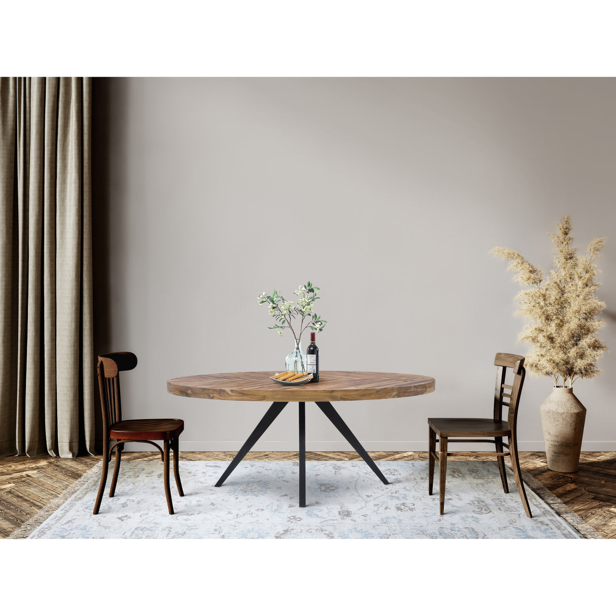 Macari Parisi Rustic Solid Acacia Dining Table