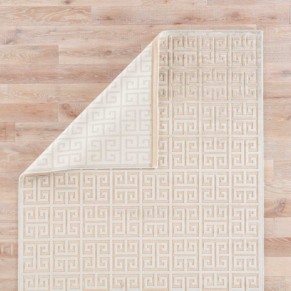 Demetria Geometric Beige/ Light Blue Area Rug (7'6" x 9'6") - 7'6" x 9'6"/Surplus