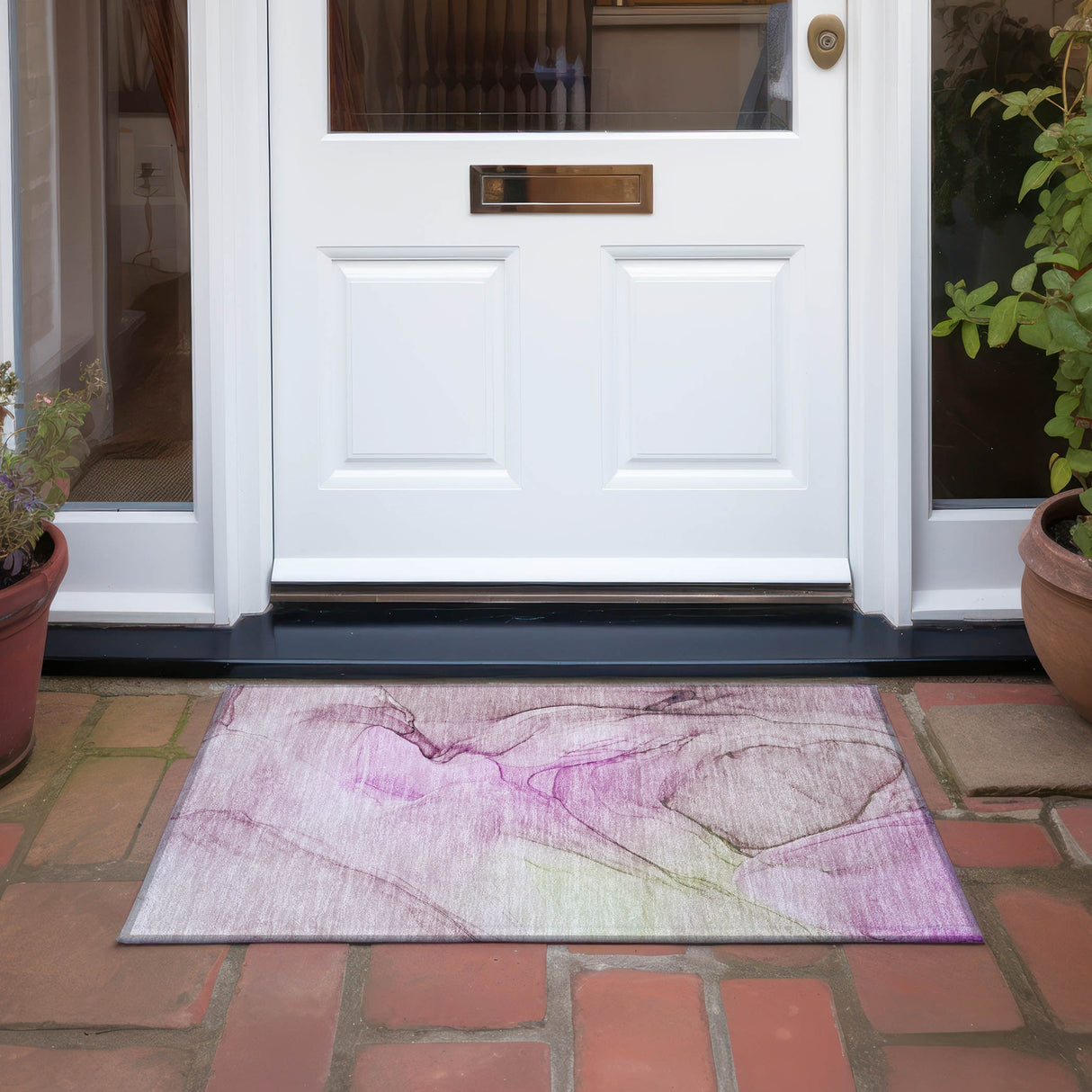 Machine Washable Indoor/ Outdoor Abstract Chantille Rug