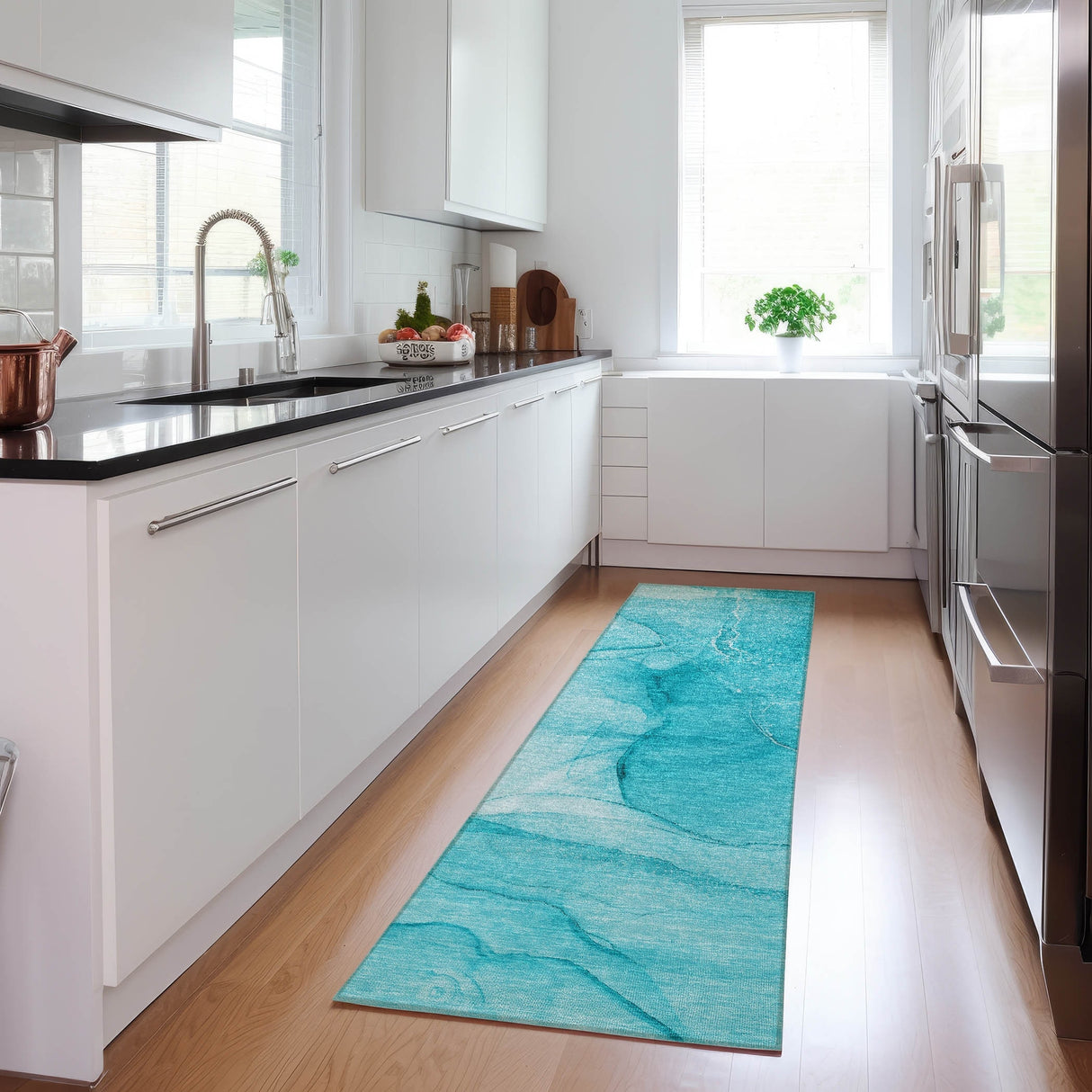 Machine Washable Indoor/ Outdoor Abstract Chantille Rug