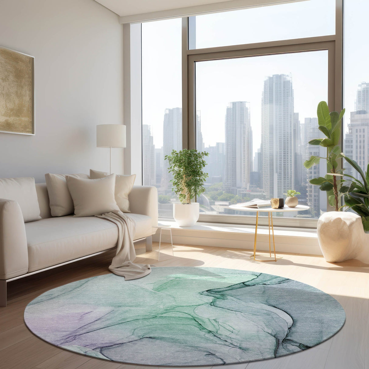 Machine Washable Indoor/ Outdoor Abstract Chantille Rug