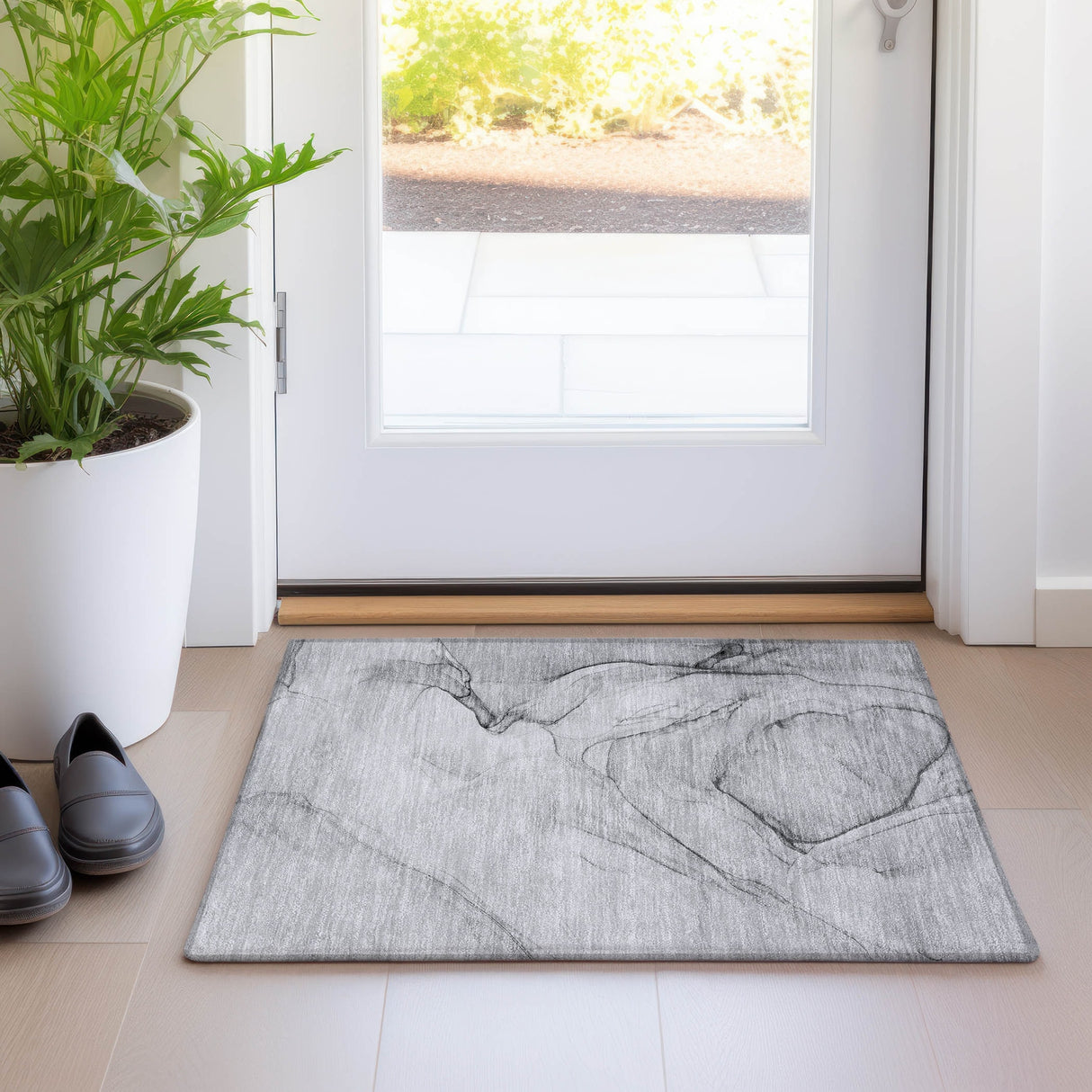 Machine Washable Indoor/ Outdoor Abstract Chantille Rug