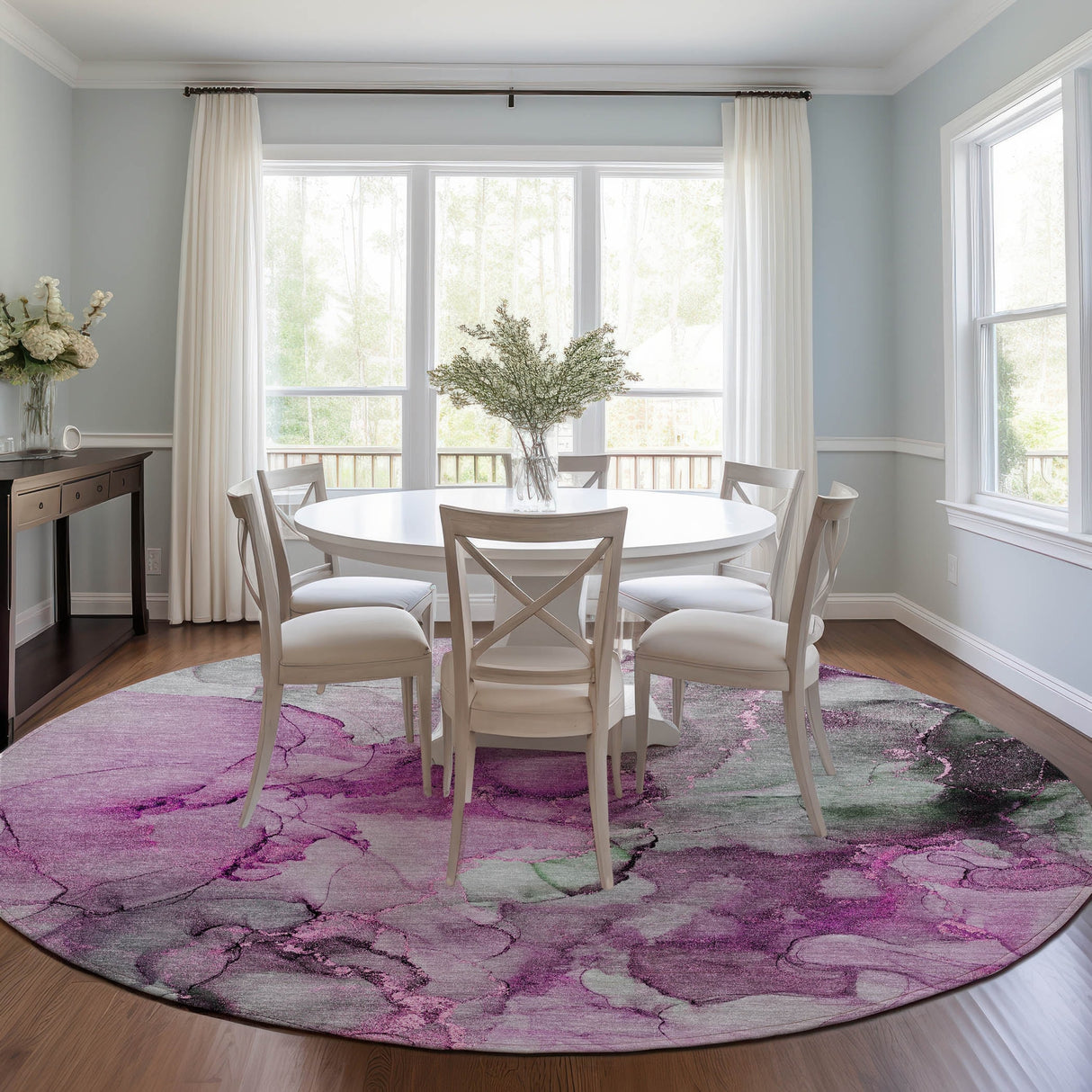 Machine Washable Indoor/ Outdoor Abstract Chantille Rug