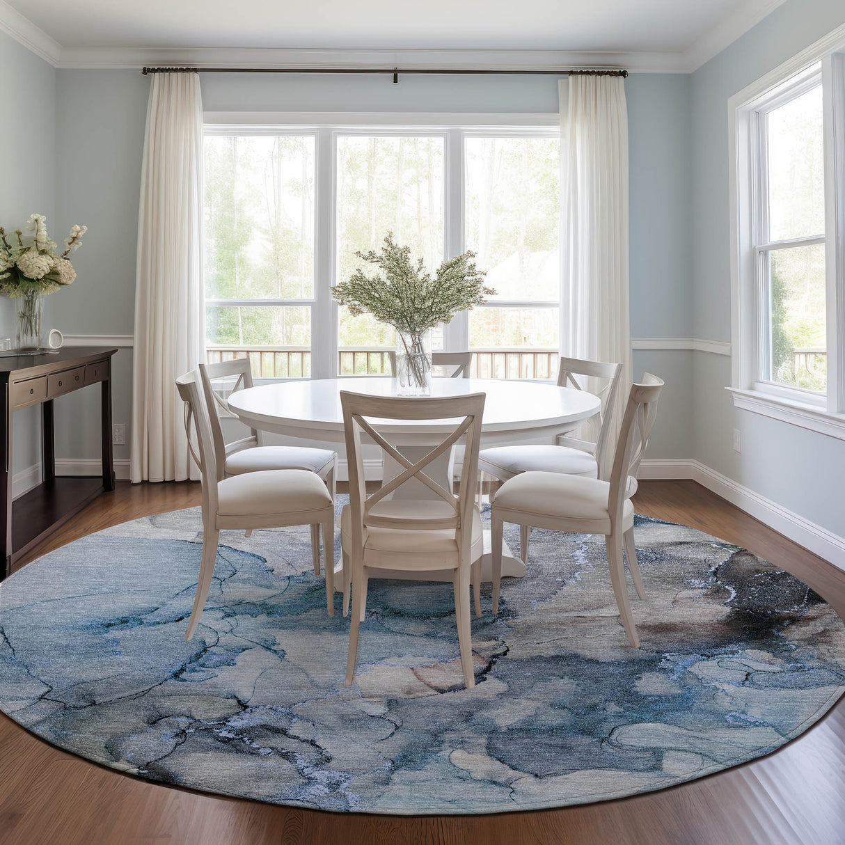 Machine Washable Indoor/ Outdoor Abstract Chantille Rug