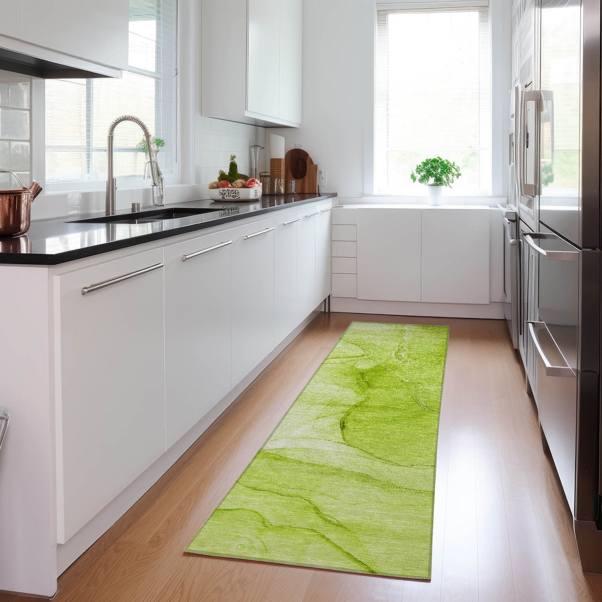 Machine Washable Indoor/ Outdoor Abstract Chantille Rug