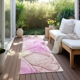 Machine Washable Indoor/ Outdoor Abstract Chantille Rug
