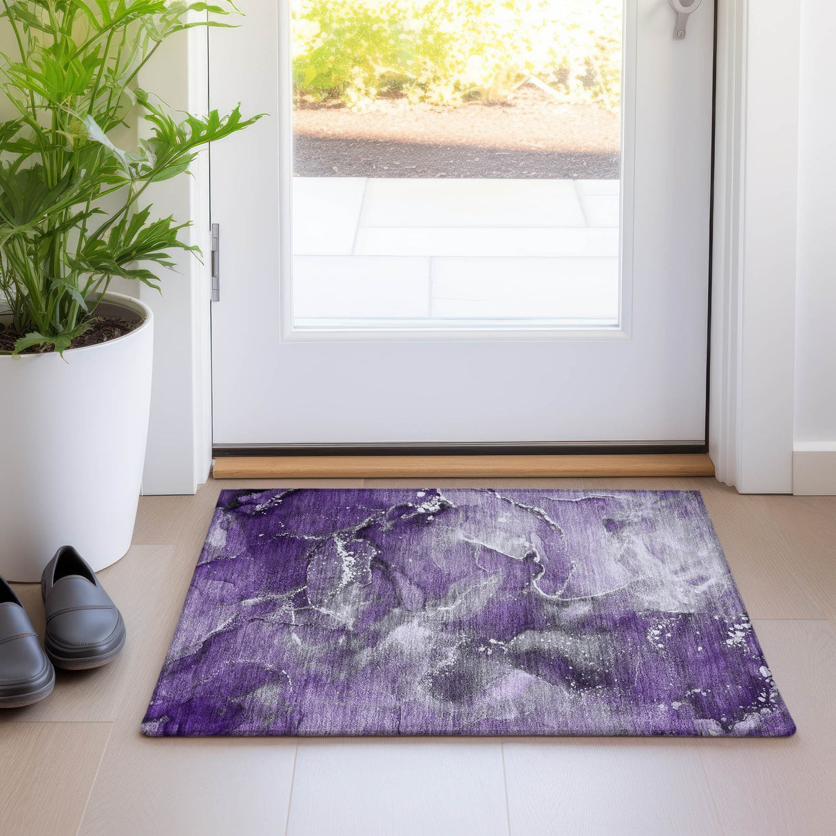 Machine Washable Indoor/ Outdoor Abstract Chantille Rug