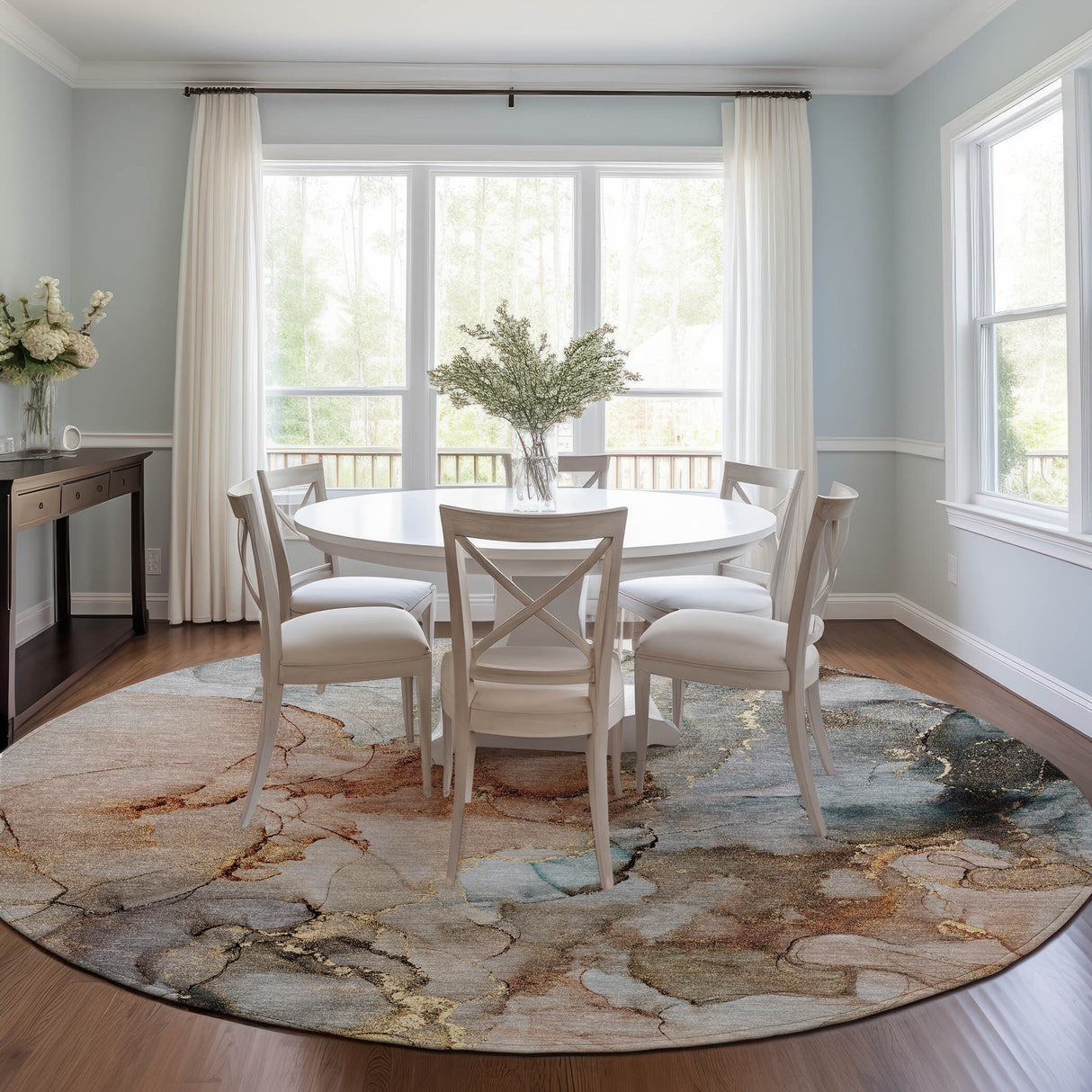 Machine Washable Indoor/ Outdoor Abstract Chantille Rug