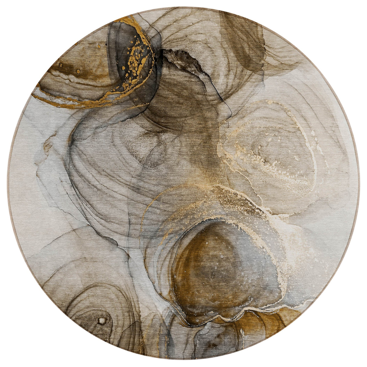 Machine Washable Indoor/ Outdoor Abstract Circles Chantille Rug