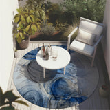 Machine Washable Indoor/ Outdoor Abstract Circles Chantille Rug