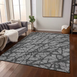 Machine Washable Indoor/ Outdoor Abstract Contemporary Chantille Rug