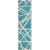 Machine Washable Indoor/ Outdoor Abstract Contemporary Chantille Rug