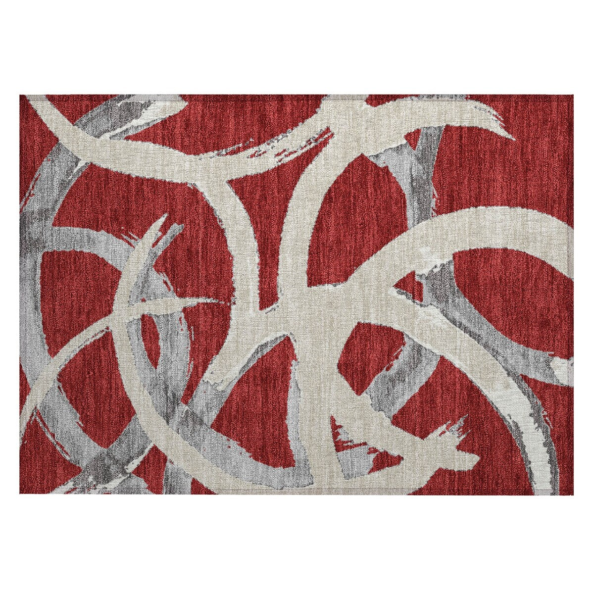 Machine Washable Indoor/ Outdoor Abstract Contemporary Chantille Rug