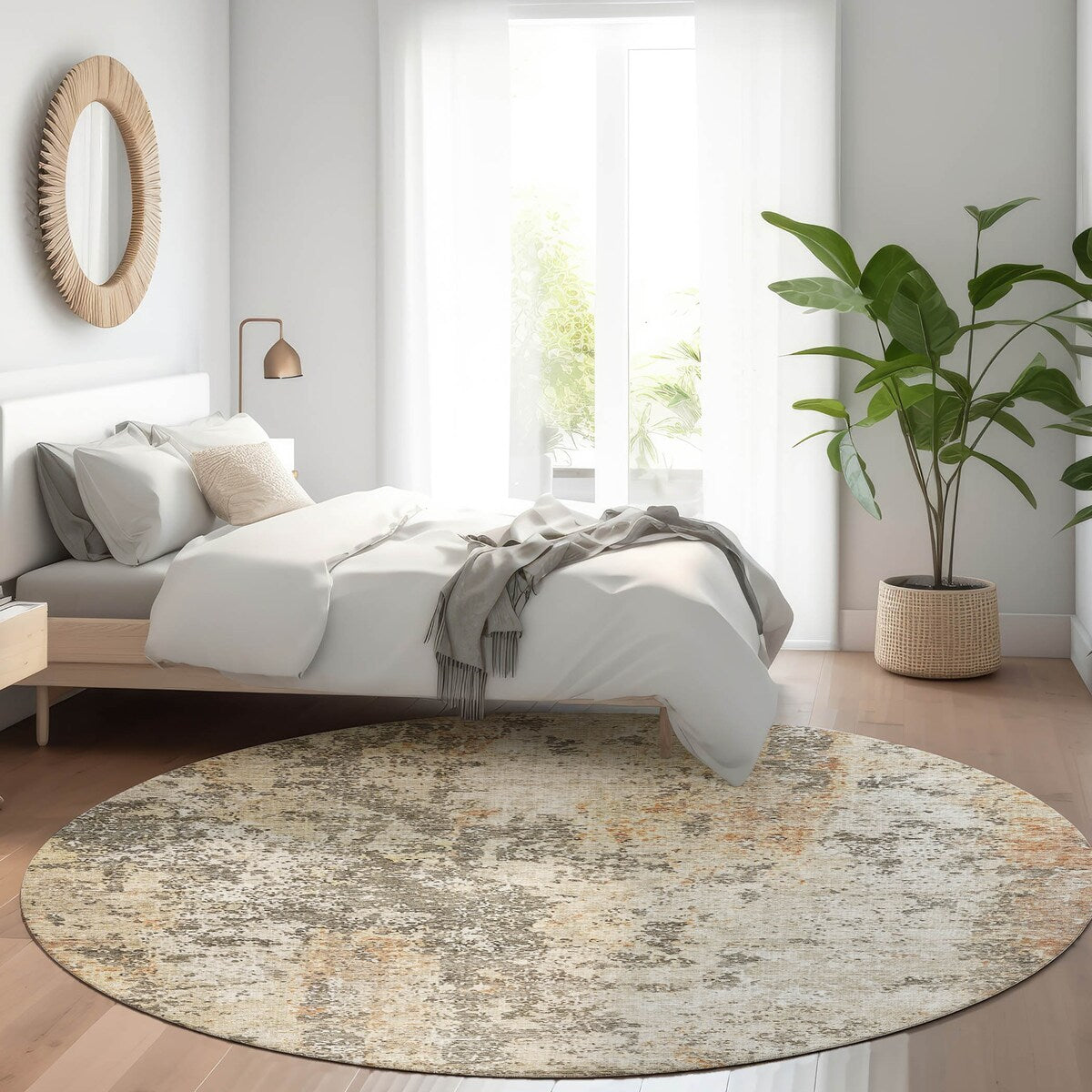 Machine Washable Indoor/ Outdoor Abstract Contemporary Chantille Rug