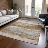 Machine Washable Indoor/ Outdoor Abstract Contemporary Chantille Rug
