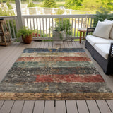 Machine Washable Indoor/ Outdoor Abstract Contemporary Chantille Rug