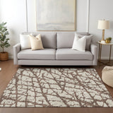 Machine Washable Indoor/ Outdoor Abstract Contemporary Chantille Rug