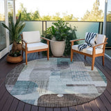 Machine Washable Indoor/ Outdoor Abstract Contemporary Chantille Rug