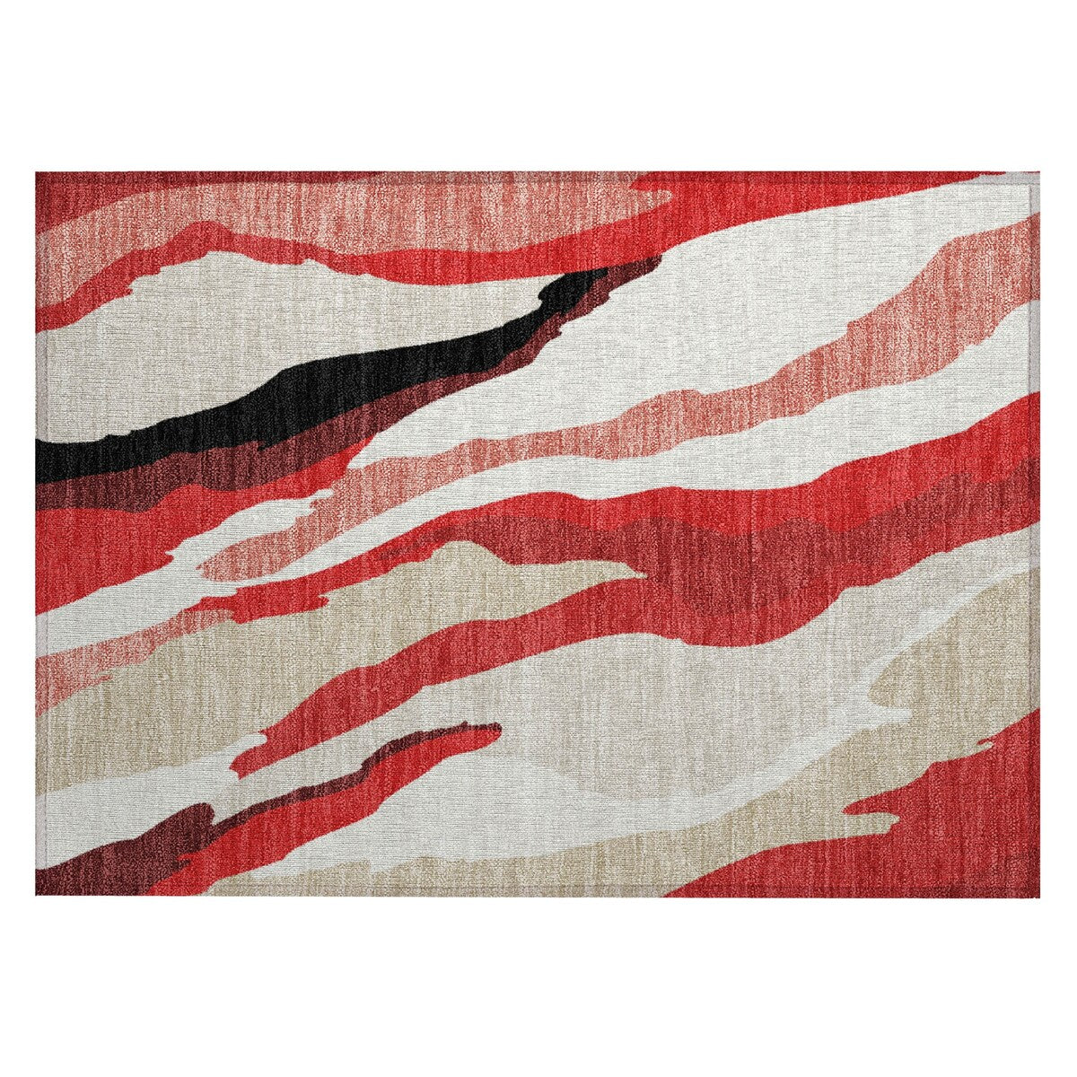 Machine Washable Indoor/ Outdoor Abstract Contemporary Chantille Rug