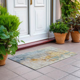 Machine Washable Indoor/ Outdoor Abstract Contemporary Chantille Rug