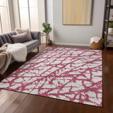 Machine Washable Indoor/ Outdoor Abstract Contemporary Chantille Rug