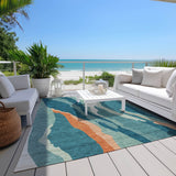 Machine Washable Indoor/ Outdoor Abstract Contemporary Chantille Rug