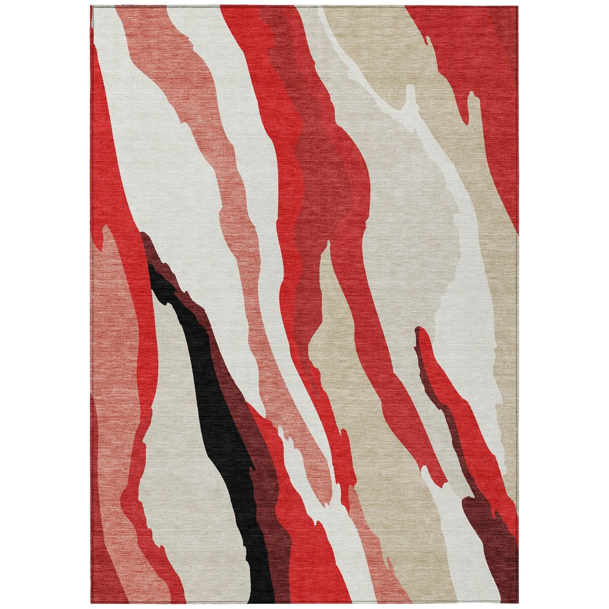Machine Washable Indoor/ Outdoor Abstract Contemporary Chantille Rug