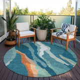 Machine Washable Indoor/ Outdoor Abstract Contemporary Chantille Rug