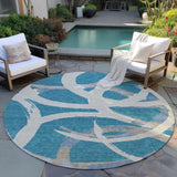 Machine Washable Indoor/ Outdoor Abstract Contemporary Chantille Rug