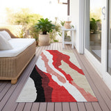 Machine Washable Indoor/ Outdoor Abstract Contemporary Chantille Rug